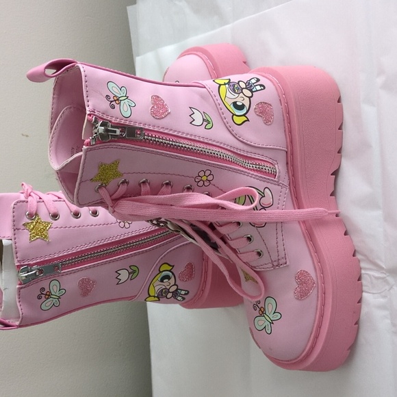 ❤️ Vintage Power Puff Girls Boots Always Sugar & Spice Combat … - Picture 10 of 12